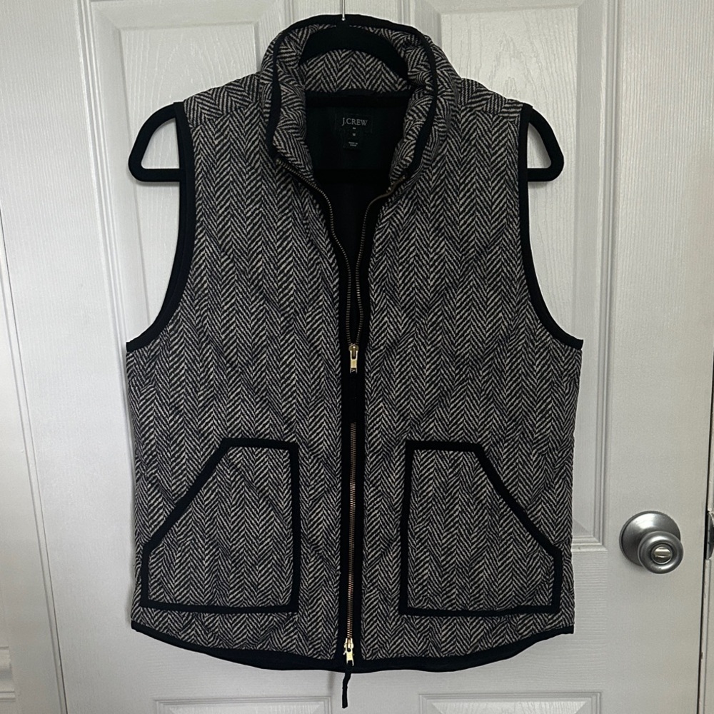 J. Crew Black and Tan Patterned Vest